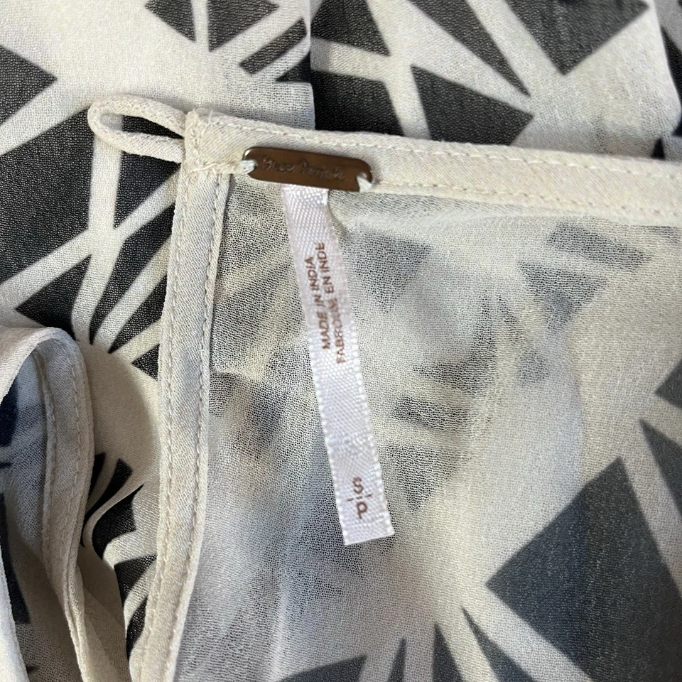 Free People Mini Slip Dress Women S / P Black White Sheer Beaded Geometric Print - Image 3 of 4