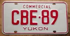 2000 YUKON COMMERCIAL LICENSE PLATE PBE-89 UN-USED