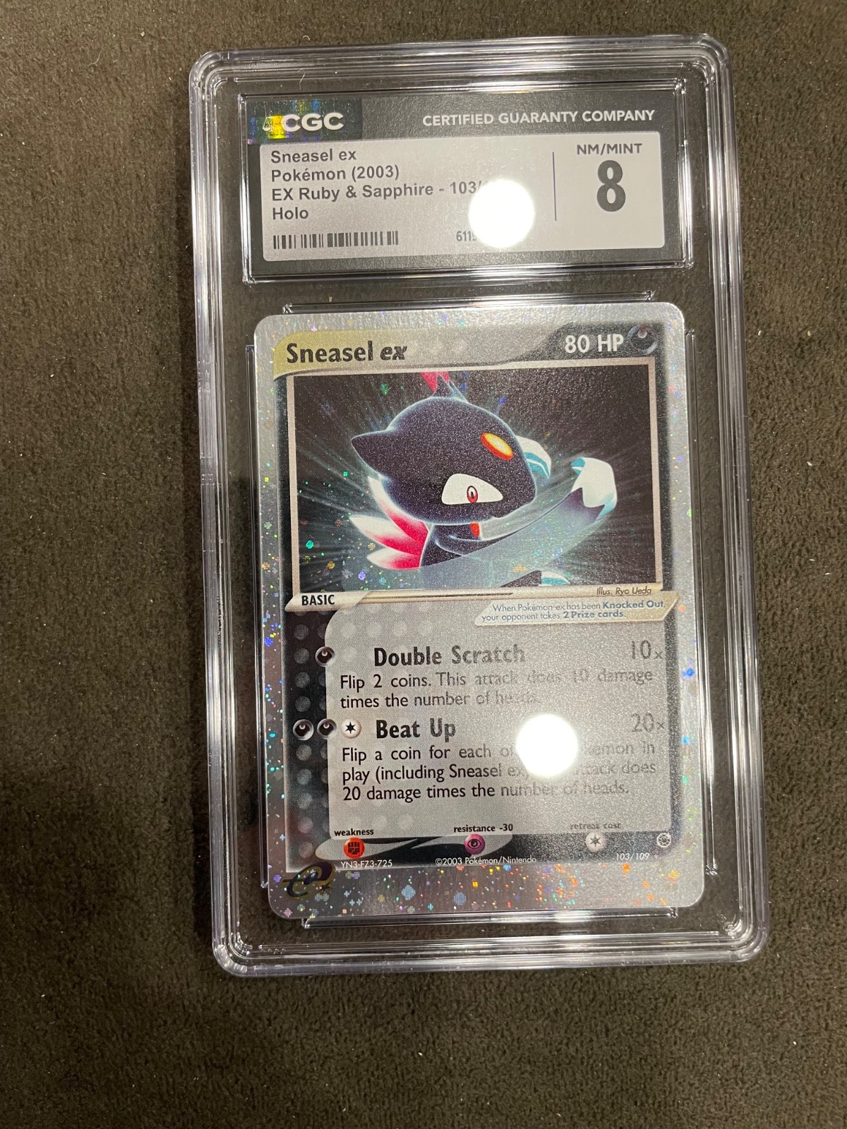 2 Swirls Sneasel ex EX Ruby & Sapphire 103/109 UR Pokemon TCG Graded CGC 8 NM