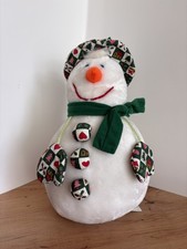 Vtg International Silver Snowman Stuffed Plush Winter Christmas 13" Rare Decor