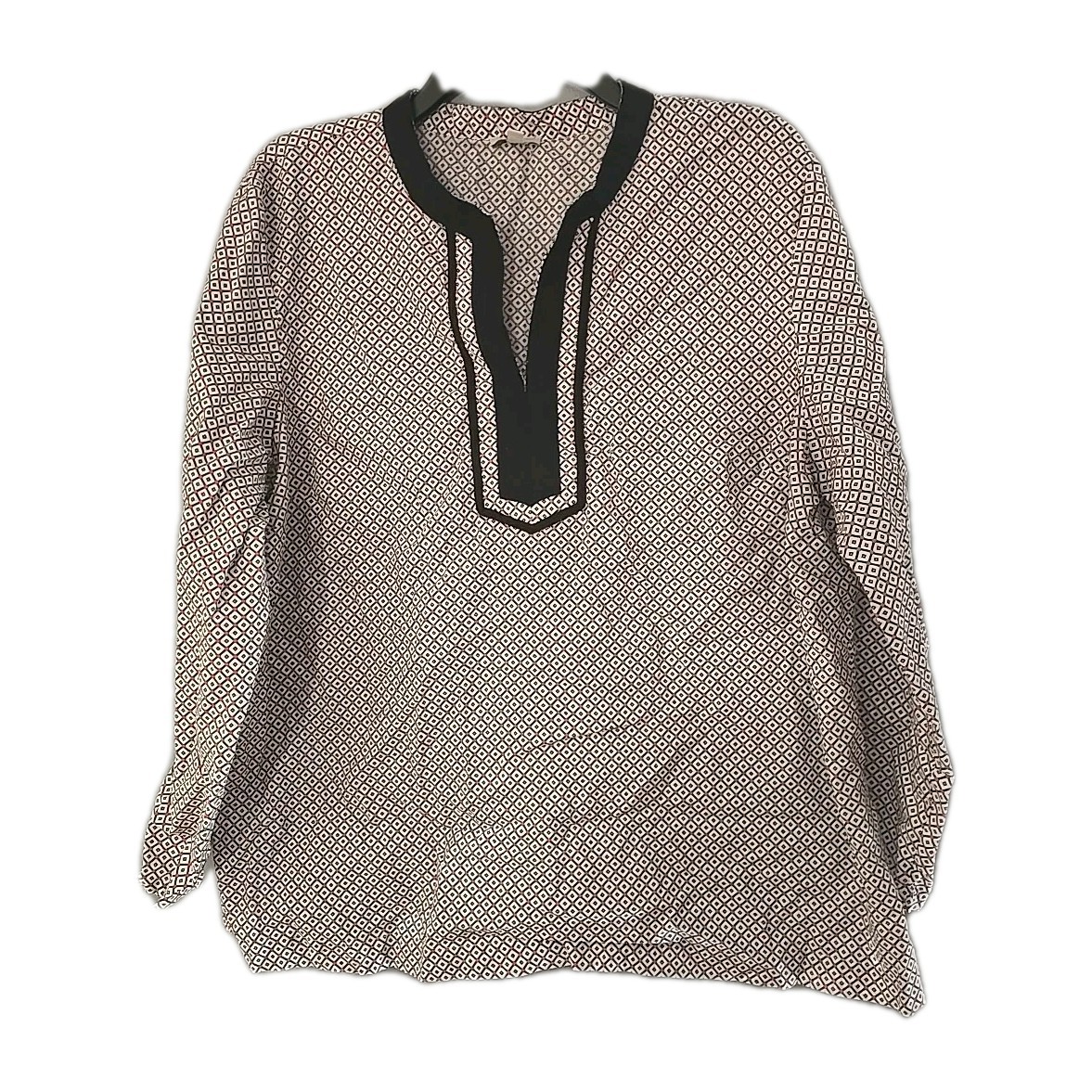 Talbots Black Red Argyle Split Neck Long Sleeve P… - image 1