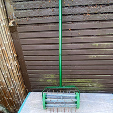 Manual Spike Lawn Aerator Roller Long Handle 100cm Metal Green