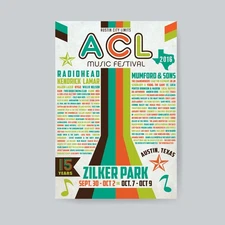 2016 ACL Austin City Limits Music Festival Concert Poster 13x19 Radiohead Kygo 