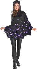 Bat Poncho Black Animal Top Suit Yourself Fancy Dress Up Halloween Adult Costume