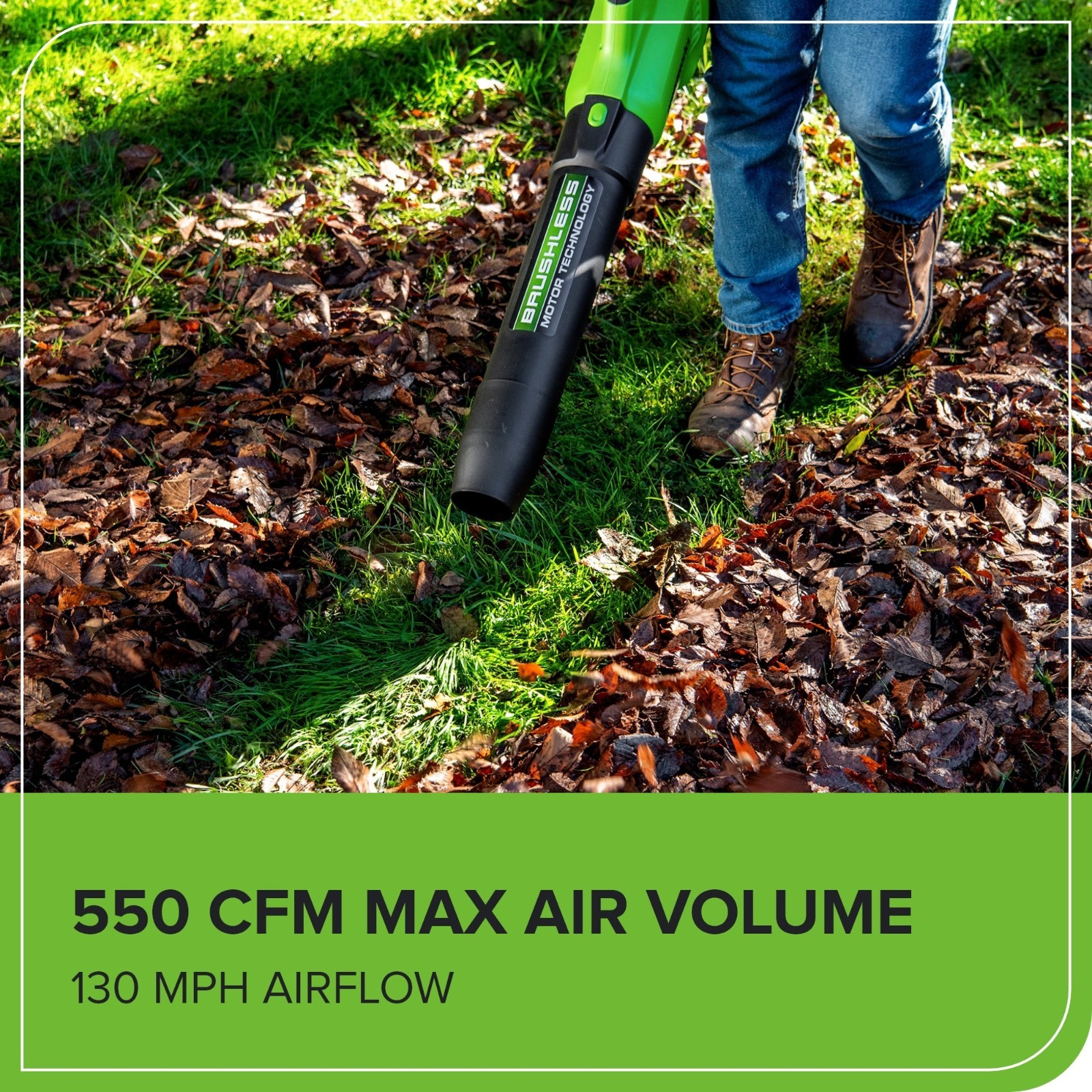 Greenworks 40V Cordless Leaf Blower (550CFM 130MPH) with 4Ah Battery and Charger