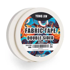 YONGJIN Double-Sided Fabric Tape (2 Rolls) - No Sewing or Ironing Required, Perf