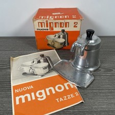 Vintage Italian Bialetti Nuova Mignon 2 Tazze Double Espresso Maker Moka | Boxed