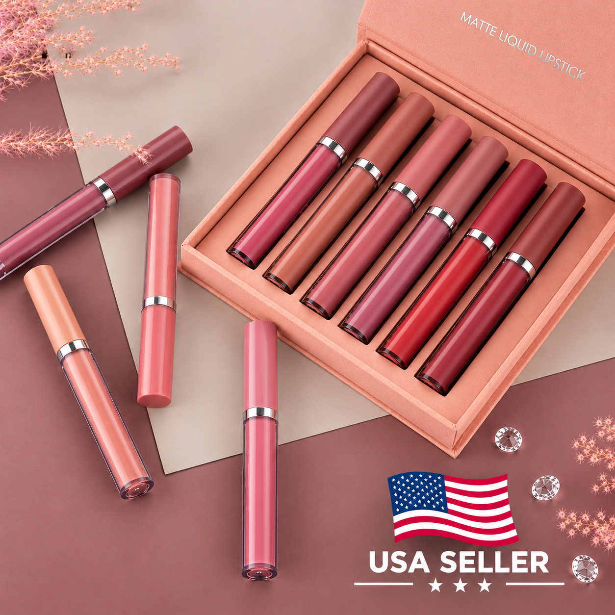 6Pcs Set Lip Lipstick Matte Velvet Waterproof Long Lasting Makeup Set Gift