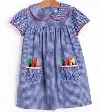 Stitchy Fish Color Me Happy Applique Dress Blue Gingham Sz 5 NWT SOLD OUT