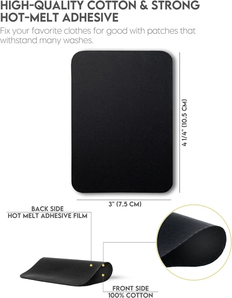 Parches de tela de calidad para planchar por dentro y por fuera pegamento más fuerte 100 % algodón azul... Foto 4 de 4
