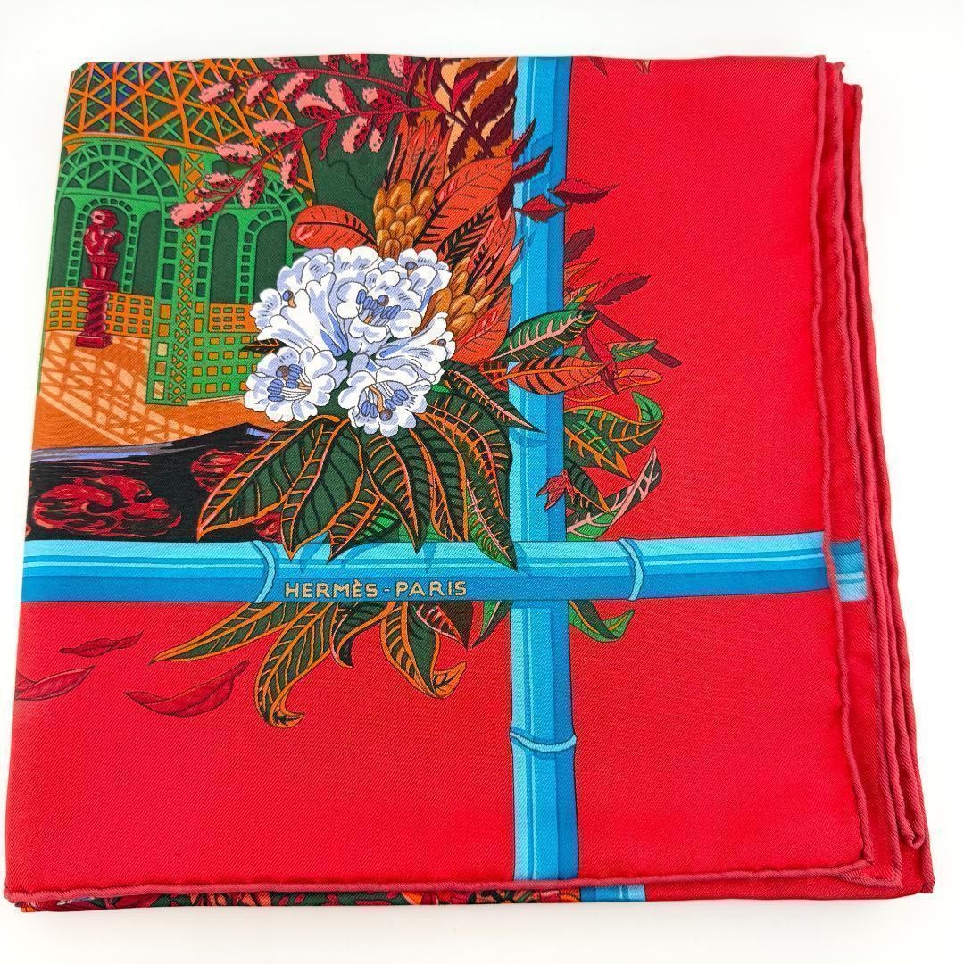 HERMÈS JARDINS d'Hiver Carre 90 88x89cm Silk 100% Multicolor Excellent Condition thumbnail 4