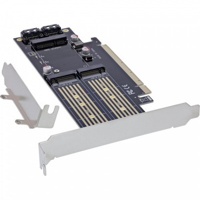 InLine  PCIe Karte x16 zu 2x M.2, 1x m, SATA