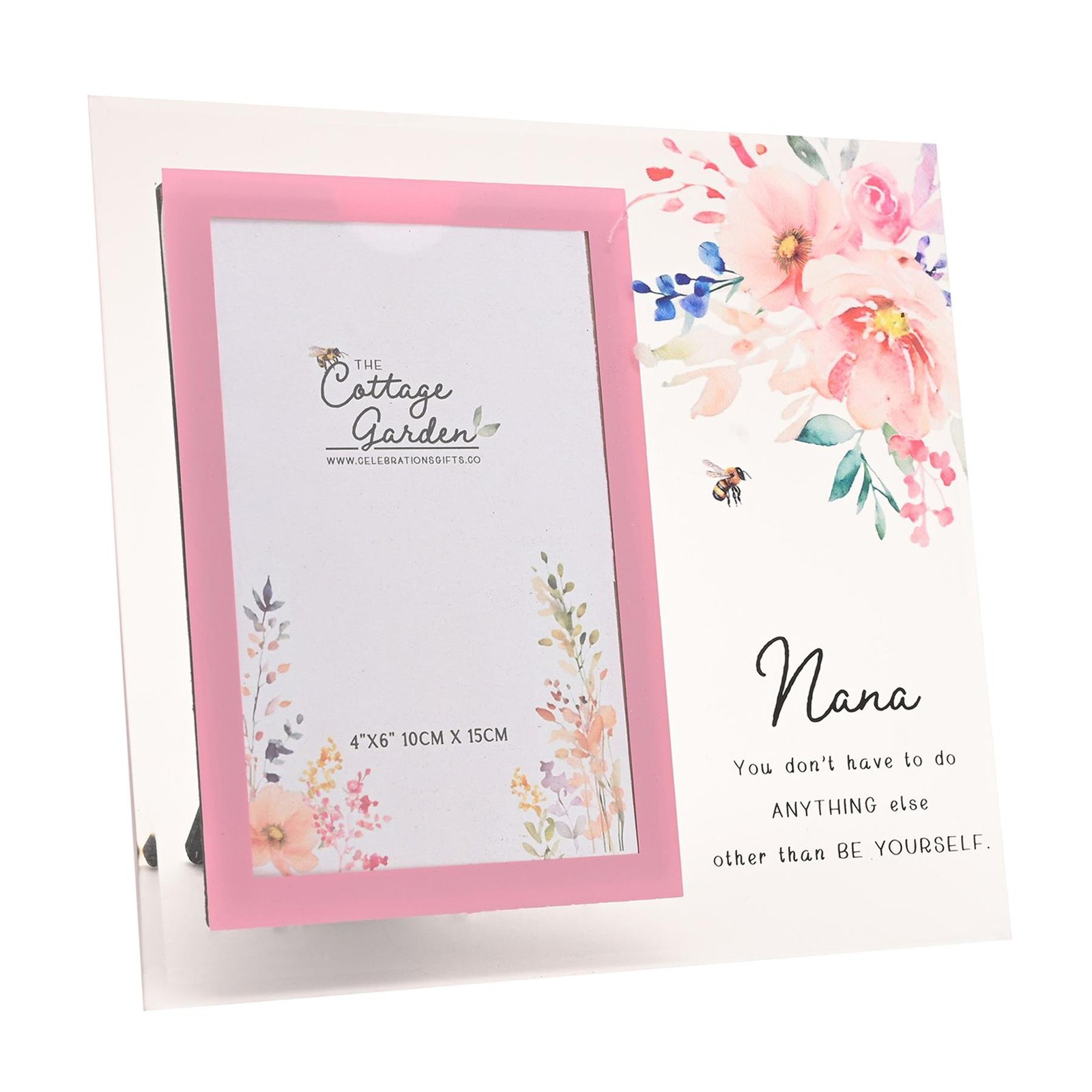 Glass Photo Frame for Nana with Wording and Floral Design 4'x6' Picture - Image 2