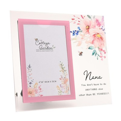 Glass Photo Frame for Nana with Wording and Floral Design 4'x6' Picture