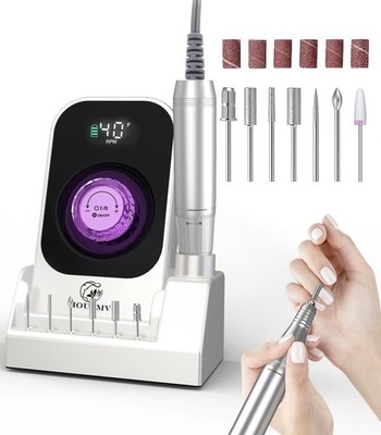 Portable Nail Drill File: 40000RPM Professional Rechargeable Nail E-File Mach...