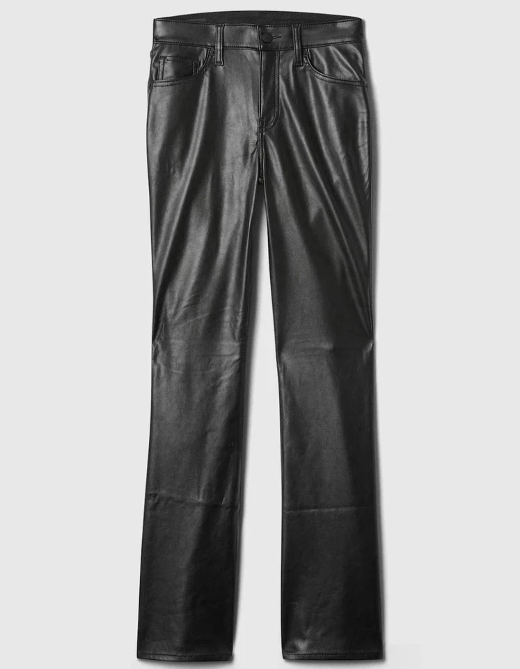 NWT GAP 30S /10 Short Black Mid Rise Boot Cut Vegan Leather Baby Boot Jeans - Image 4 of 4