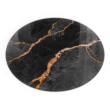 Premium Tempered Glass Hearth Protector Elegant Marble with Veins Round 80 cm