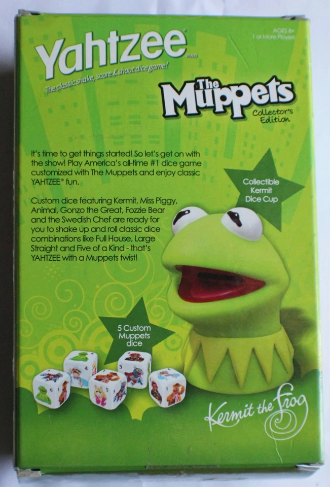 The Muppets Yahtzee Collector’s Edition Hasbro w/ Kermit Dice Cup & Custom Dice - Image 3 of 4