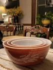 3 Piece Vintage Pyrex Autumn Harvest mixing bowl set  set