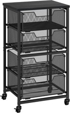4-Drawer Rolling Storage Cart with Wooden Top and Wheels