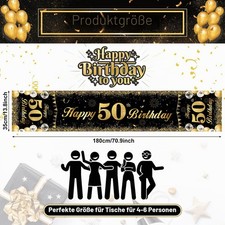 Tischl&auml;ufer Schwarz Gold 180 x 35 cm f&uuml;r 50. Geburtstag, Party Deko