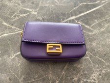 Mini borsa Fendi in pelle viola con catena staccabile NUOVA