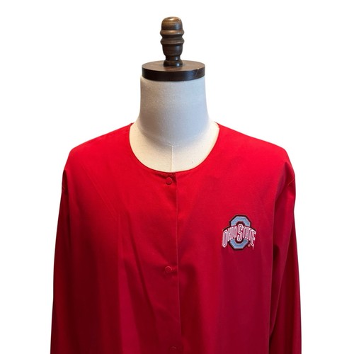 OHIO STATE Snap Lab jacket Buckeyes tunic Red Size XXL Landau scrubs OSU pockets - Picture 2 of 9