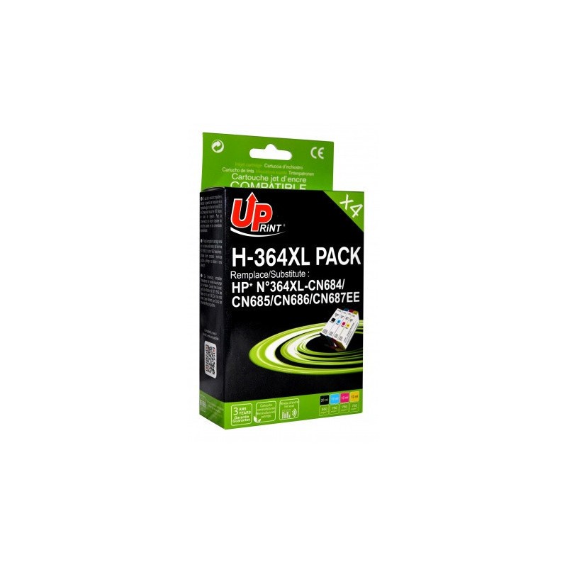 Pack de 4 cartouches H-364XL UpPrint encre pour dossiers administratifs et devoirs scolaires