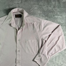 VTG Sears Perma-Prest Striped Knit Dress Shirt Mens 15 32 70s read 