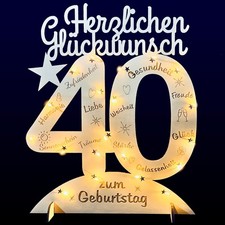 Personalisierte Deko Artikel mit Zahl 40, Geb...