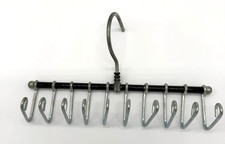 Vintage Tie  Belt Hanger - 10 Hook Metal Closet Organizer - Black  Chrome