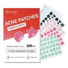 200 Parches Para Granos En La Cara Estrellas y Corazones 4 Tonos De 10 12 14 mm