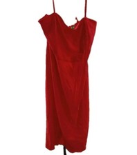 Wild Fable Women's Linen Lace Tie Back Summer Midi Slip Dress Red Size 17