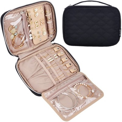 BELALIFE Travel Jewelry Organizer, Portable 9.5 x 6.5 x 1.5 inches, Black