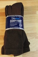Diastar Comfy Feet Diabetic Socks-Brown-Size 13-15-NWT