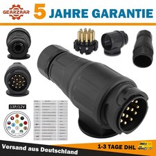 13 poliger Anhänger Stecker PKW Anhänger Kunststoff 12V KFZ PKW AUTO Schwarz