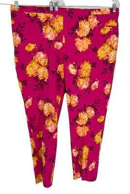 Isaac Mizrahi Live! Pants Women's Size 30WT Tall Pink Floral Ankle Tapered
