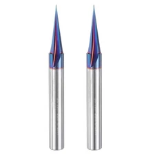 2 Pcs 15 Degree V Groove Engraving Router Bits Tip and 3 Flutes 1/4 Inch Shank