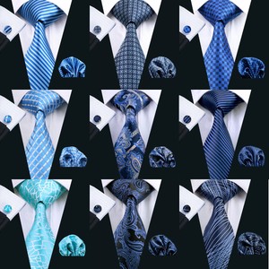 Classic-Blue-Novelty-50-Style-Mens-Hi-Tie-Silk-Necktie-Set-Business-Wedding-2019