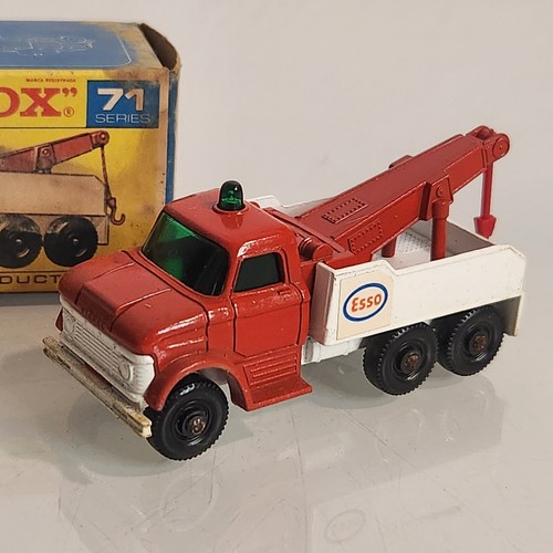 1968 Vintage Ford HEAVY WRECK TRUCK Esso Matchbox Lesney No 71 England ROUGH BOX - Picture 2 of 24