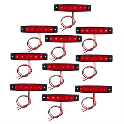 10Pcs/Set Truck Side Marker Light Signal Warning Indicator Lamp With 6 ...