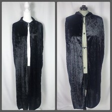 Womens Cape Midnight Long Hooded Velvet Robe Velveteen Cloak Witchy Medieval