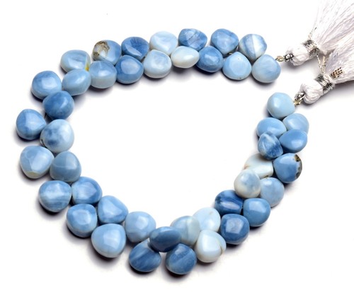 Natural Gem Peru Blue Opal 8 to 9mm Size Heart Shape Beads 7.5" Strand 83Cts. - Picture 3 of 6