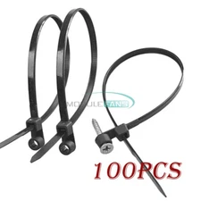 100PCS Screw Hole Cable Ties Fixed Cable Tie Nylon Cable Zip Ties Self Locking