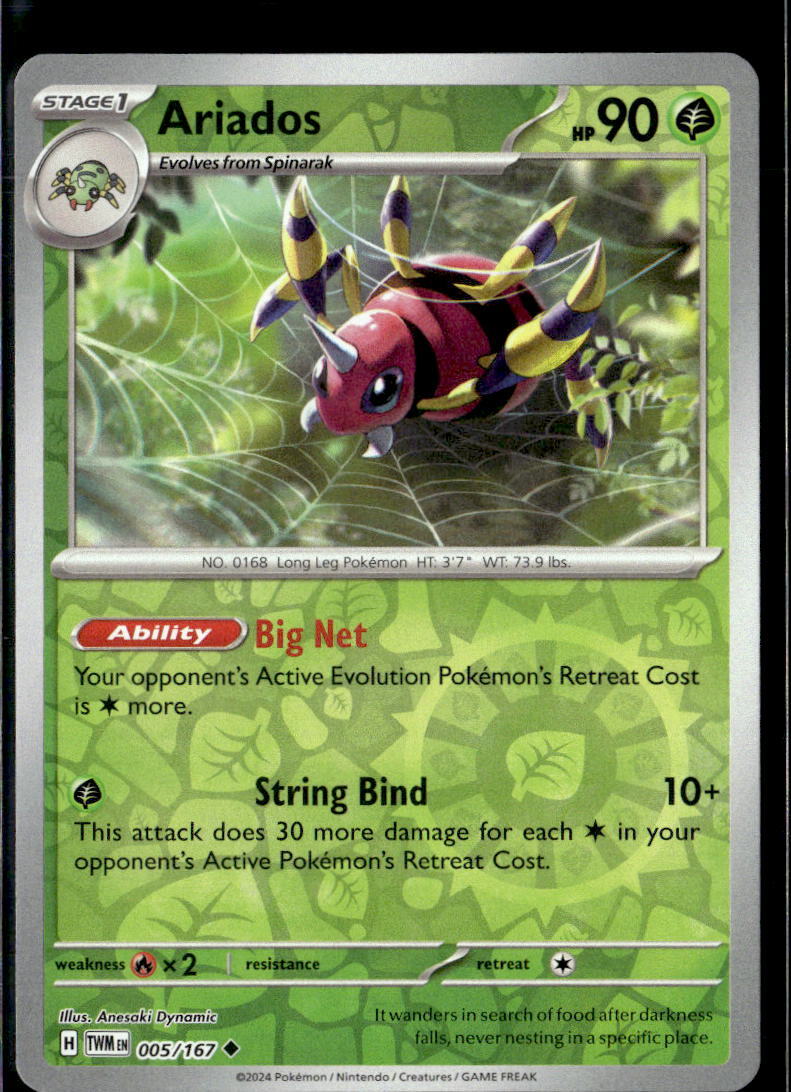 Pokemon Ariados 005/167 Twilight Masquerade Reverse Holo Uncommon 5 Card Lot