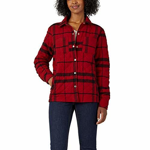 Dickies Black Red Heather Women's Quilted Flannel Shirt Jacket