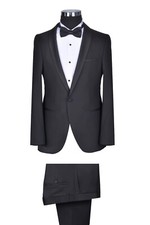Slim Fit Tuxedo in Black with Waistcoat - Suit - Festive - Men's Suit - Wedding