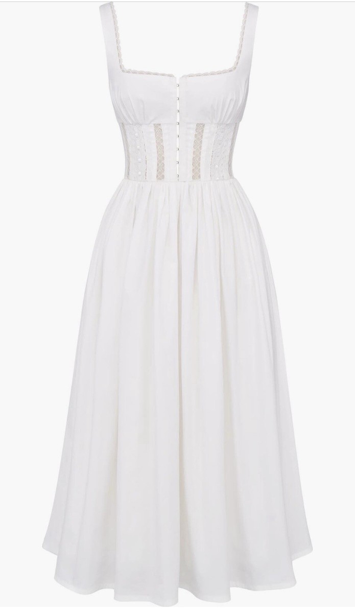 house of cb perle ホワイト ミディ丈ドレス xs House of CB PERLE White Lace Trim Midi Dress size L | eBay