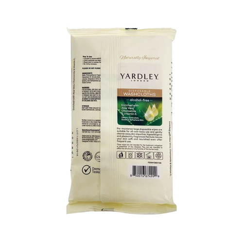 YARDLEY LONDON disposable washcloths alcoholfree enriched with Aloe
