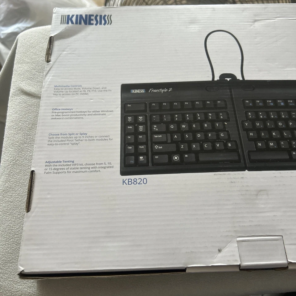 KINESIS Freestyle2 USB-C Ergonomic Keyboard w/ VIP3 Lifters, 9" Separation, NEW - Image 4 of 4